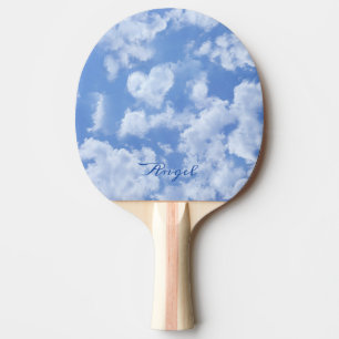 Raquette De Ping Pong Mignonne Nuage En Forme De Coeur Dans Le Ciel Bleu