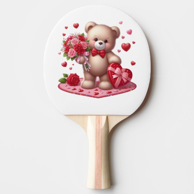 Raquette De Ping Pong Mignonne Valentine's Day Teddy Bear (Devant)