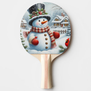 Raquette De Ping Pong Mignonne, Vintage/Whimsical bonhomme de neige de N