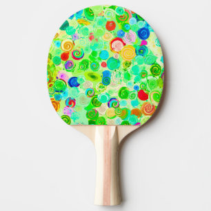 Raquette De Ping Pong Mignons motifs de cosmos en spirale colorés
