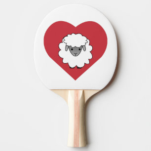 Raquette De Ping Pong Mignons mouton caricature avec coeur en Arrière - 