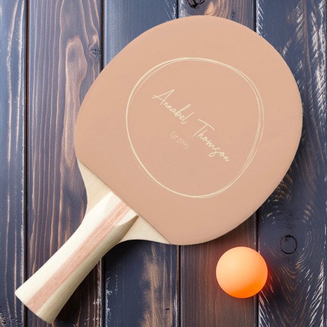 Raquette De Ping Pong Milieu du Siècle Moderne Pêche Douce avec Nom (Créateur téléchargé)