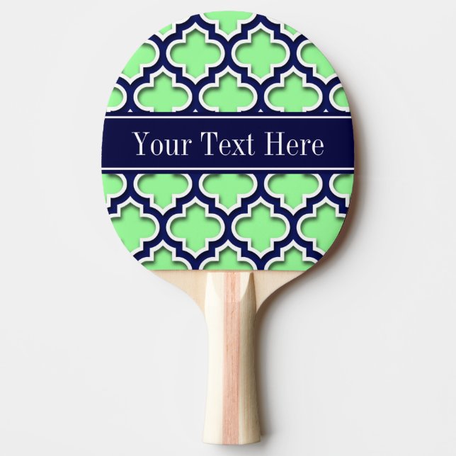 Raquette De Ping Pong Mint Green, Navy Moroccan #5DS Navy Name Monogram (Devant)