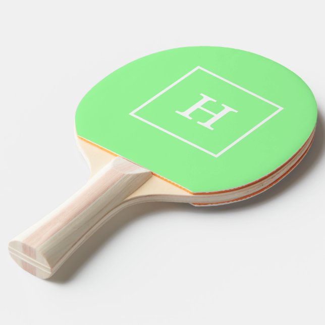 Raquette De Ping Pong Mint Green White Framed Initial (Devant Angle)