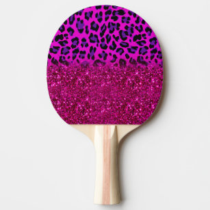 Raquette De Ping Pong Mode moderne rose violet Parties scintillant Leopa