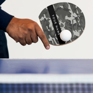 Raquette De Ping Pong Modèle de camouflage gris, Votre nom, Personnalise