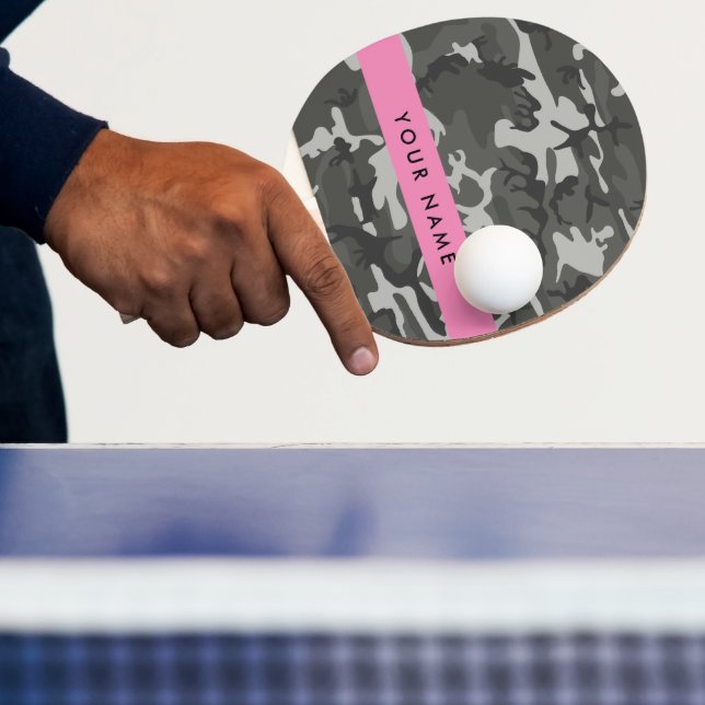 Raquette De Ping Pong Modèle de camouflage gris, Votre nom, Personnalise (Insitu)