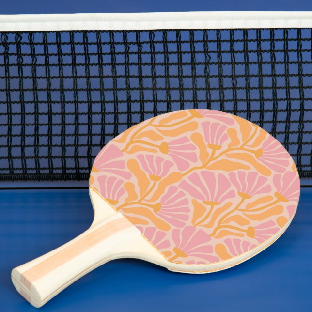 Raquette De Ping Pong Modèle Floral Moderne Du Milieu Du Siècle (Insitu)