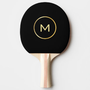 Raquette De Ping Pong Modèle noir élégant monogramme d'or personnalis