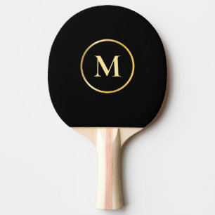 Raquette De Ping Pong Modèle noir élégant monogramme Gold