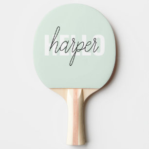 Raquette De Ping Pong Modern Pastel Mint Bonjour Et Vous Nom