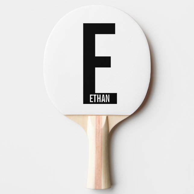 Raquette De Ping Pong Modern Personalized Bold Monogram and Name (Devant)