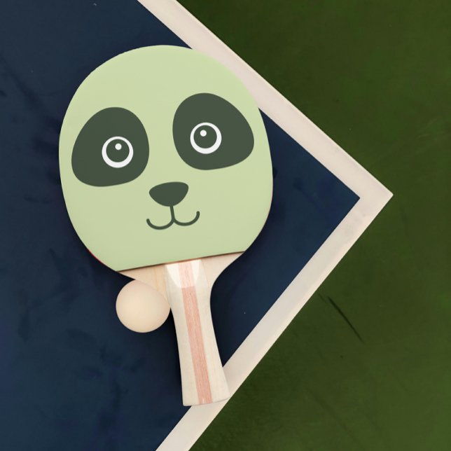 Raquette De Ping Pong Moderne Cute Panda Face Vert clair (Modern cute baby panda face ping pong paddle)