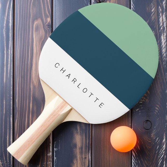 Raquette De Ping Pong Moderne Deep Blue Three-Tone avec nom (Créateur téléchargé)