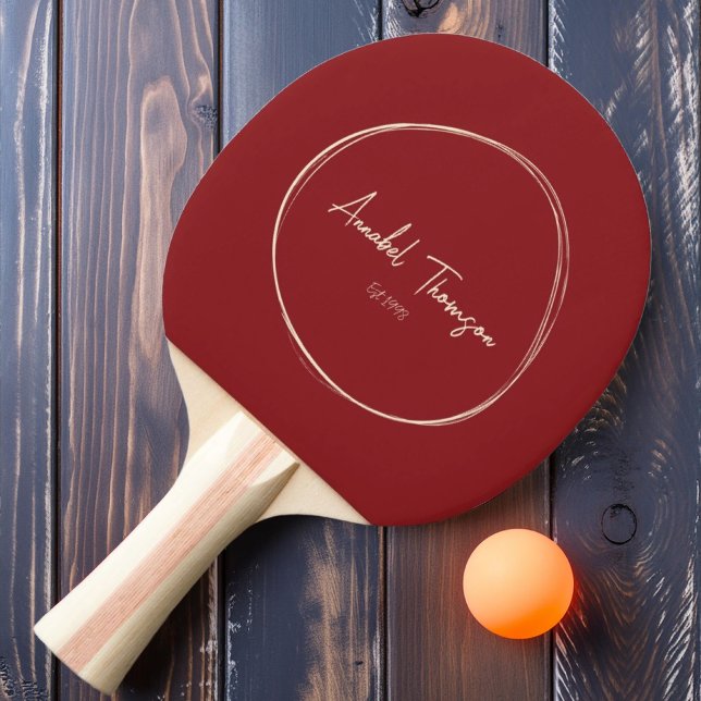 Raquette De Ping Pong Moderne du Milieu du Siècle Cranberry Profond avec (Créateur téléchargé)