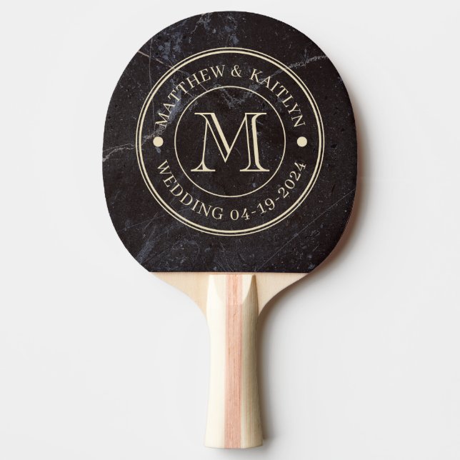 Raquette De Ping Pong Modest Dark Stone Wedding Monogram (Devant)