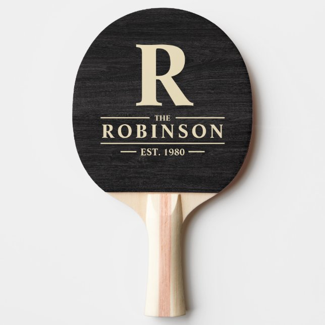 Raquette De Ping Pong Modest Dark Wood Family Name & Initial  (Devant)