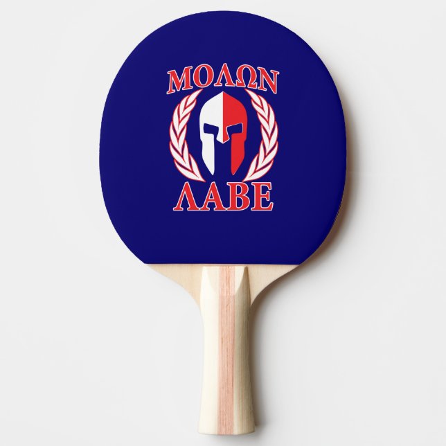Raquette De Ping Pong Molon Labe Casque spartiate Laurels Bleu (Devant)