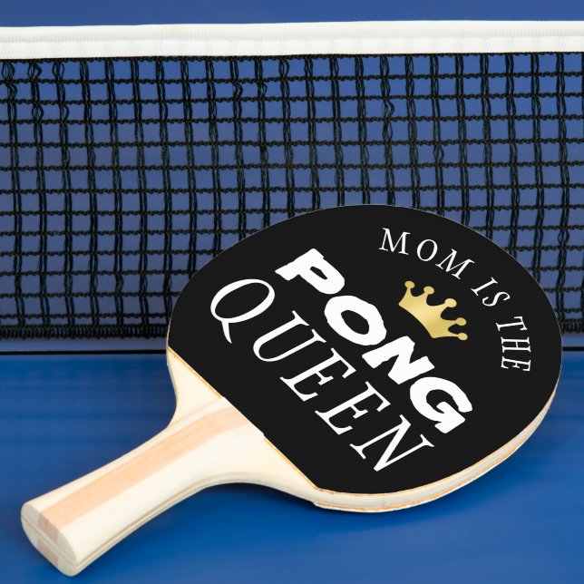 Raquette De Ping Pong MOM EST LE PONG QUEEN Personnalisé Editable Black (Insitu)