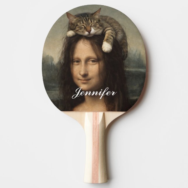 Raquette De Ping Pong Mona Lisa avec chat endormi (Devant)