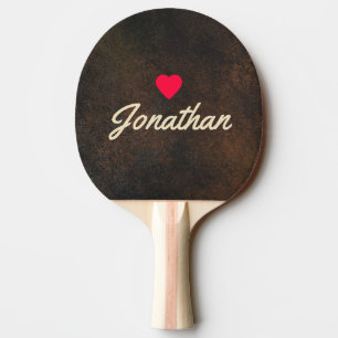 Raquette De Ping Pong Monazite Brun Foncé Pierre Cœur Vintage Signature