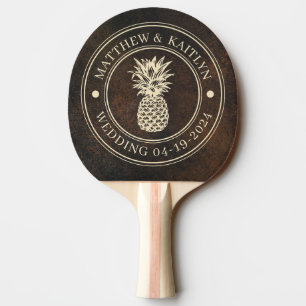 Raquette De Ping Pong Monazite Brun Foncé Pierre Pineapple Noms de Maria