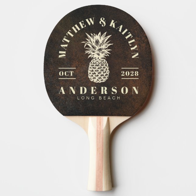 Raquette De Ping Pong Monazite Marron Foncé Mariage Tropical Pineapple (Dos)