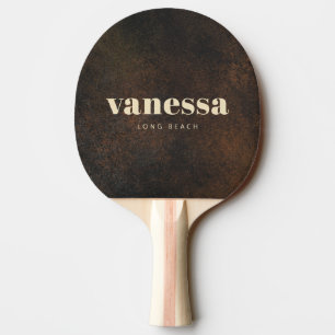Raquette De Ping Pong Monazite Marron Foncé Minimal Moderne Nom Classiqu