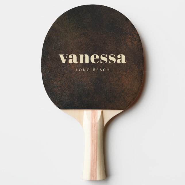 Raquette De Ping Pong Monazite Marron Foncé Minimal Moderne Nom Classiqu (Dos)