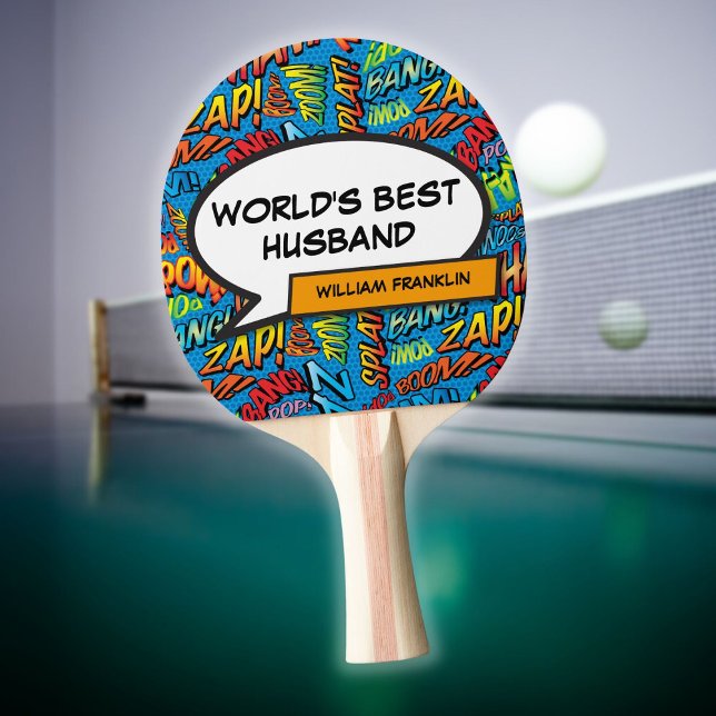 Raquette De Ping Pong Mondes cool Meilleur Mari Moderne Amusant (Cool Worlds Best Husband Modern Funny Ping Pong Paddle)