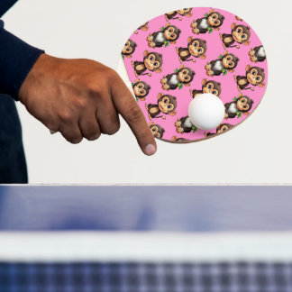 Raquette De Ping Pong Monkey Pattern Design Pink 