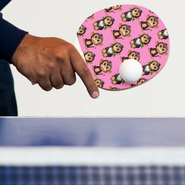Raquette De Ping Pong Monkey Pattern Design Pink  (Insitu)