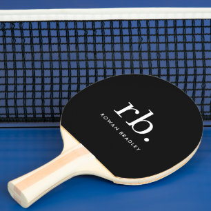 Raquette De Ping Pong Monogram Classic Elegant Minimum Black and White