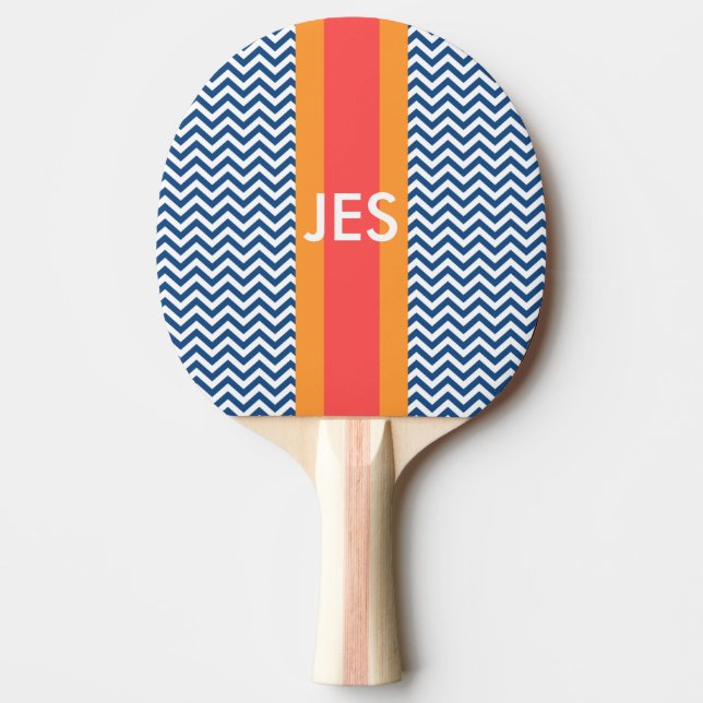 Raquette De Ping Pong Monogram Navy Chevron Ping Pong Paddle (Devant)
