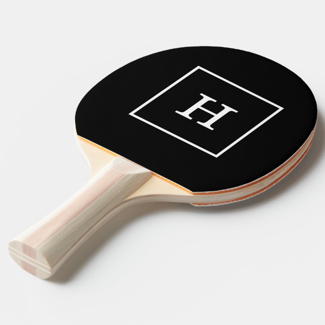 Raquette De Ping Pong Monograme de Black White Framed Initial (Devant Angle)
