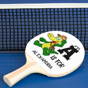 Raquette De Ping Pong Monogramme A personnalisé est pour Alligator drôle