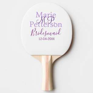 Raquette De Ping Pong Monogramme ajouter nom lettre demoiselle d'honneur