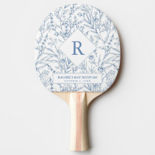 Raquette De Ping Pong Monogramme bleu Bat mitzvah Ping Pong
