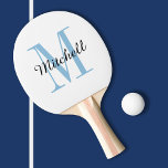 Raquette De Ping Pong Monogramme bleu et nom personnalisé<br><div class="desc">Pagaie de ping-pong imprimée sur mesure personnalisée avec votre nom et votre monogramme ou tout autre texte personnalisé. Cliquez sur Customiser pour modifier les polices et les couleurs ou ajouter votre propre texte et images pour créer un cadeau unique.</div>