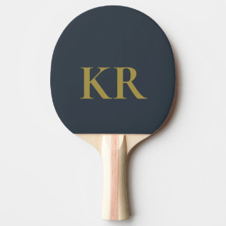 Raquette De Ping Pong Monogramme bleu marine or initiales minimaliste ho