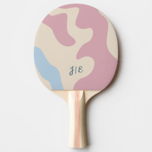 Raquette De Ping Pong Monogramme bleu rose Abstrait doux