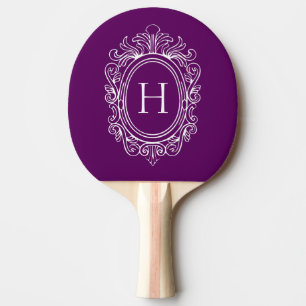 Raquette De Ping Pong Monogramme Cadre baroque violet et blanc