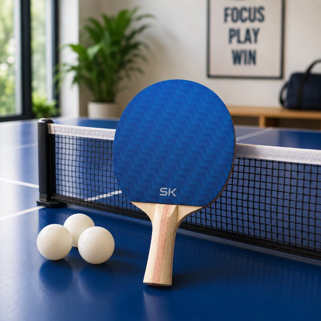 Raquette De Ping Pong Monogramme Chevron Bleu Dégradé (Créateur téléchargé)