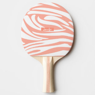 Raquette De Ping Pong Monogramme Coral rose rayé Zèbre motif tendance