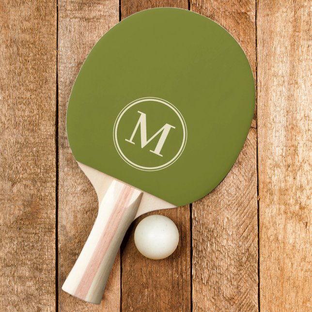 Raquette De Ping Pong Monogramme couleur vert saule uni (Créateur téléchargé)