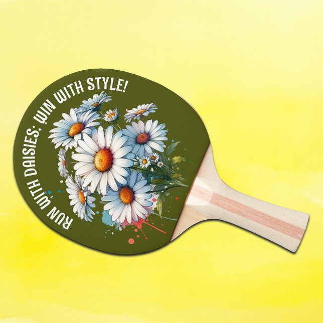 Raquette De Ping Pong Monogramme Courir avec marguerites : gagner avec s (Créateur téléchargé)
