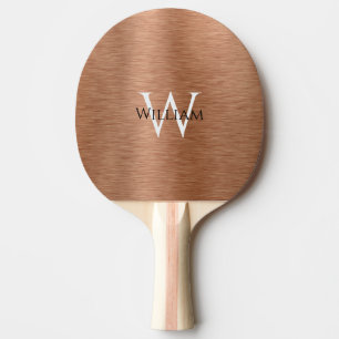 Raquette De Ping Pong Monogramme Cuivre Nom personnalisé Première métall