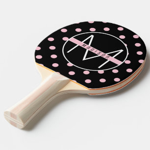 Raquette De Ping Pong Monogramme   Cute & Chic Pointe rose sur Noir