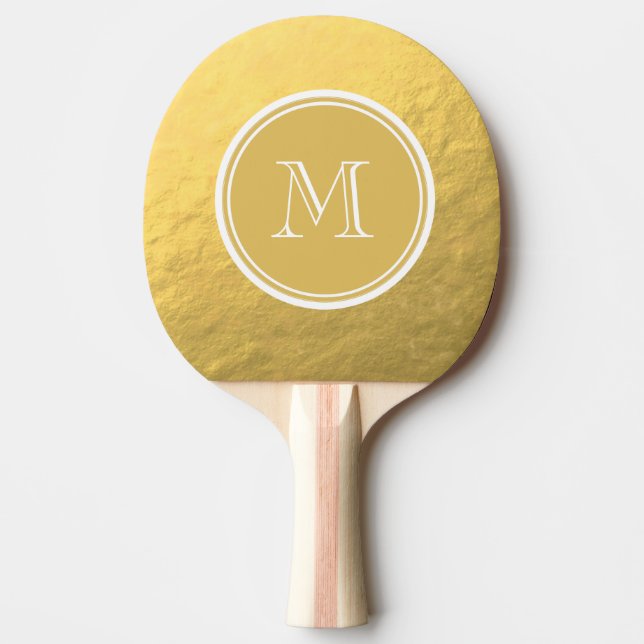 Raquette De Ping Pong Monogramme d'arrière - plan de feuille d'or de (Devant)