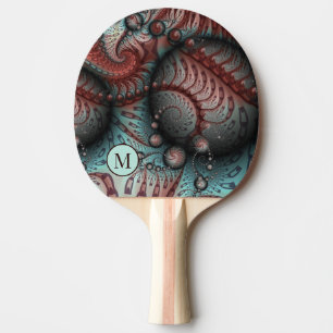 Raquette De Ping Pong Monogramme d'Art Fractal Abstrait Vivid Imaginaire